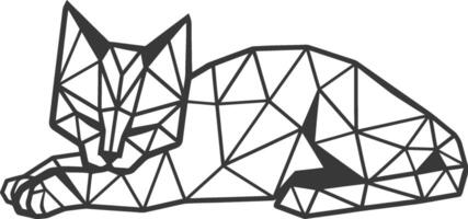 A black and white drawing of a cat with geometric lines vector