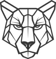 A black and white drawing of a panther head vector