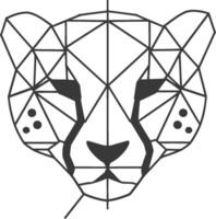 A black and white cheetah head with geometric lines vector