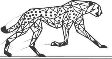 A cheetah is shown in a geometric pattern vector