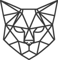 A geometric cat head with a black outline vector