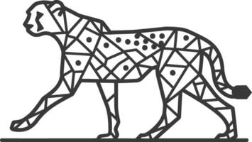 A cheetah is shown in a geometric pattern vector