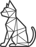 A black and white drawing of a cat vector