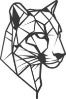 A black and white drawing of a cat's head vector
