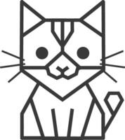 A cat is shown in a line drawing vector