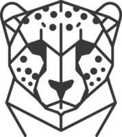 A black and white geometric drawing of a cheetah vector