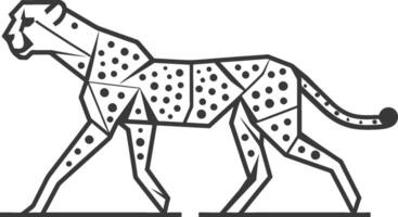 A cheetah is shown in a geometric pattern vector