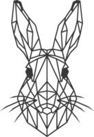 A black and white geometric rabbit head vector