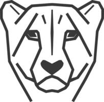 A black and white line drawing of a lion vector