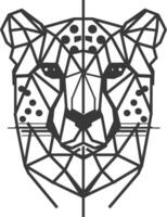 A black and white drawing of a leopard head vector