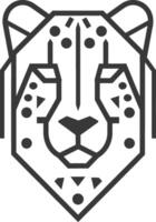 A black and white line drawing of a leopard vector