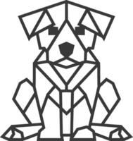 A dog is shown in a geometric style vector