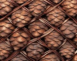 Textured copper background with overlapping scales photo