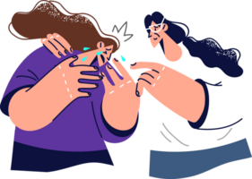 Crying woman at reception of psychoanalyst listening to patient and helping to get rid of mental personality disorder. Professional psychoanalyst provides support to girl after separation from husband png