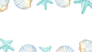 Frame of seashells and starfish in a seaside concept. png