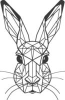 A geometric rabbit head with black lines vector