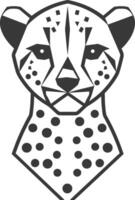 A black and white cheetah head icon vector