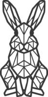A geometric rabbit is shown in a black and white drawing vector