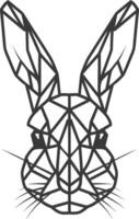 A black and white drawing of a rabbit's head vector
