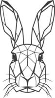 A black and white drawing of a rabbit's head vector
