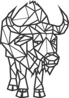 A black and white drawing of a bison vector