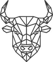 Bull head in geometric style, black and white vector
