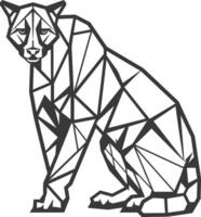 A black and white drawing of a panther vector