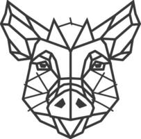 A black and white drawing of a pig head vector
