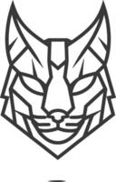 A black and white drawing of a cat's head vector