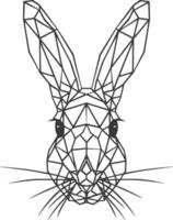 A black and white drawing of a rabbit's head vector