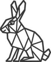 A black and white geometric rabbit sitting on a white background vector