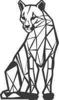 A black and white drawing of a cat with geometric lines vector