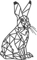 A black and white drawing of a rabbit made of triangles vector