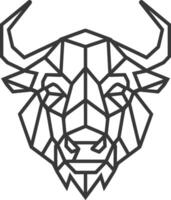 A black and white drawing of a bull head vector
