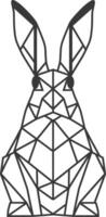 A black and white geometric rabbit head vector
