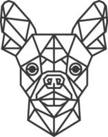 A black and white drawing of a dog with geometric lines vector