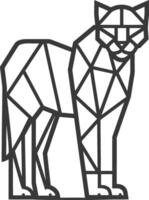 A geometric cat is shown in a black and white drawing vector