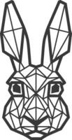 A black and white drawing of a rabbit head vector