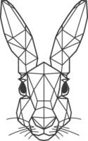 A geometric rabbit head with black lines vector