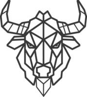 A black and white drawing of a bull head vector