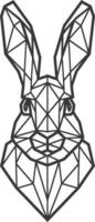 A black and white drawing of a rabbit head vector