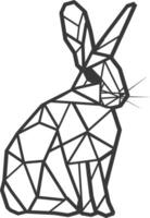 A black and white drawing of a rabbit made of triangles vector