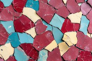 Colorful broken tile mosaic background photo