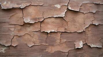 Weathered wooden surface with cracks and peeling paint photo