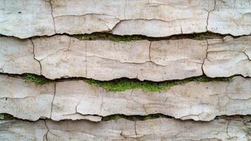 Cracked concrete wall with moss photo