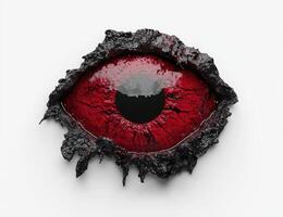 Dramatic close up of a large, red reptilian eye photo