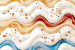 Colorful abstract food background with swirling patterns and sprinkles photo