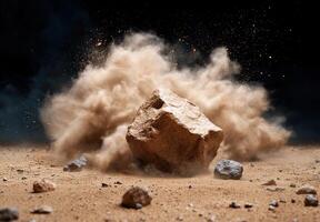 Explosion of dust and sand photo