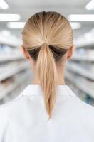 Elegant hairstyle with a sleek ponytail photo