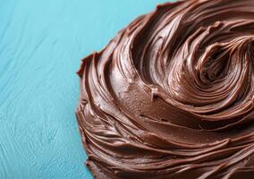 Delicious chocolate cake with swirled frosting photo